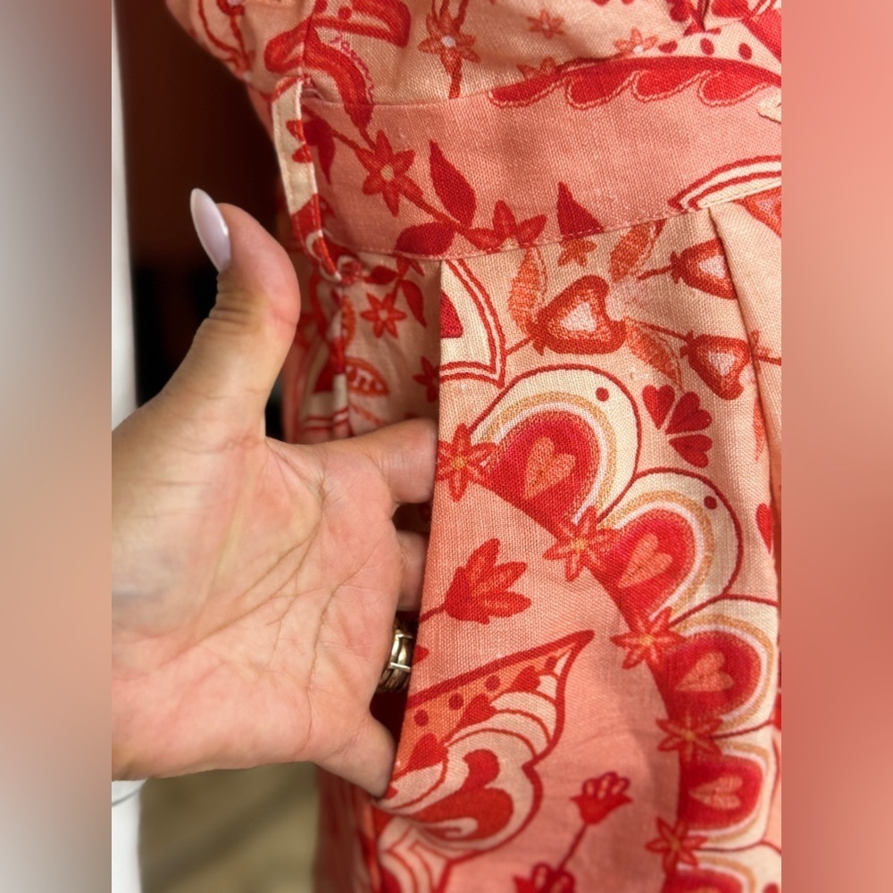 Farm Rio Jaipur Floral Paisley Linen Romper Size Medium - Picture 9 of 15
